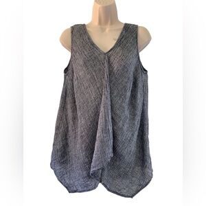 J. Jill Pure Jill Linen Draped V-neck Lagenlook Sleeveless Top